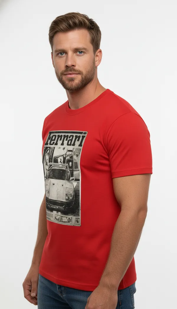 Men_round_neck_Tshirt__Ferrari_Black_and_White_-Red
