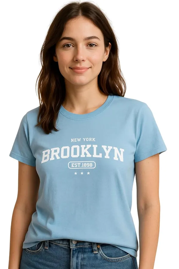 Powder_Blue_Graphic_Printed_Round_Neck_T-Shirt_For_Women