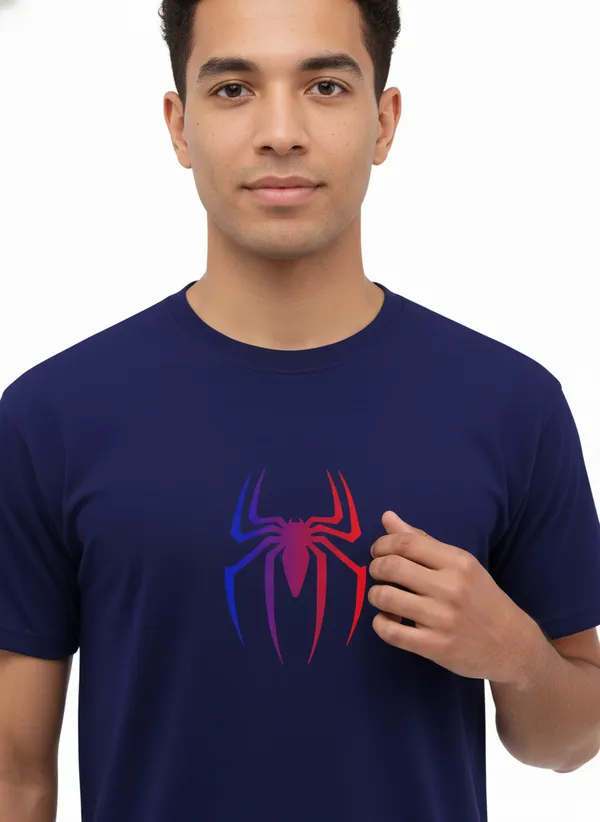 Men_round_neck_Tshirt_Spider_-_Navy