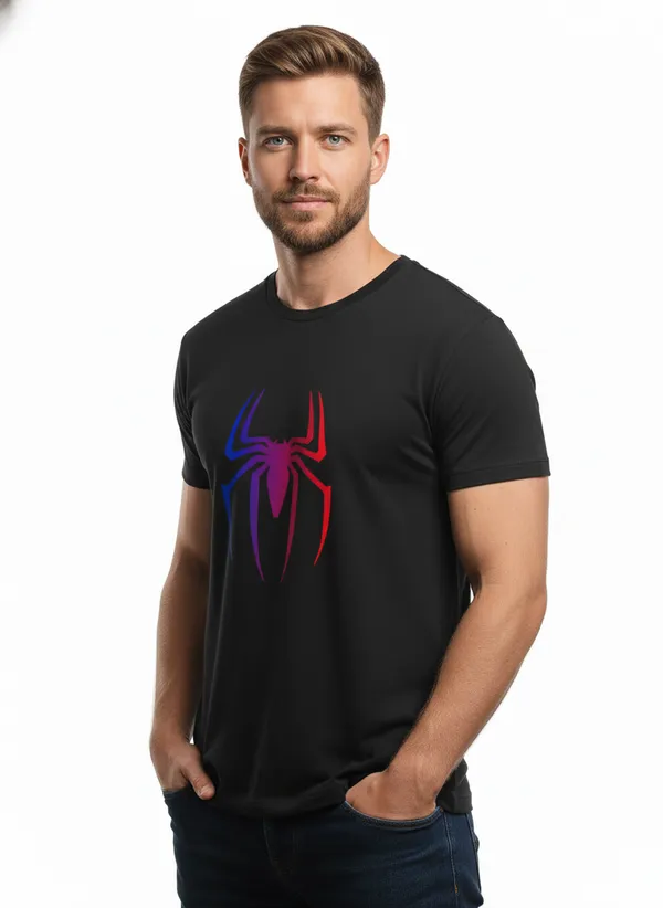 Men_round_neck_Tshirt_Spider_-_Black