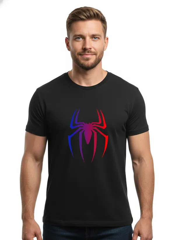 Men_round_neck_Tshirt_Spider_-_Black