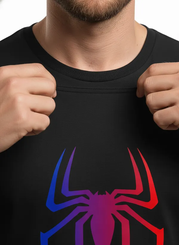 Men_round_neck_Tshirt_Spider_-_Black