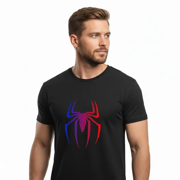 Men_round_neck_Tshirt_Spider_-_Black