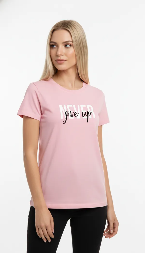 Women_round_neck_Tshirt__Never_Give_up