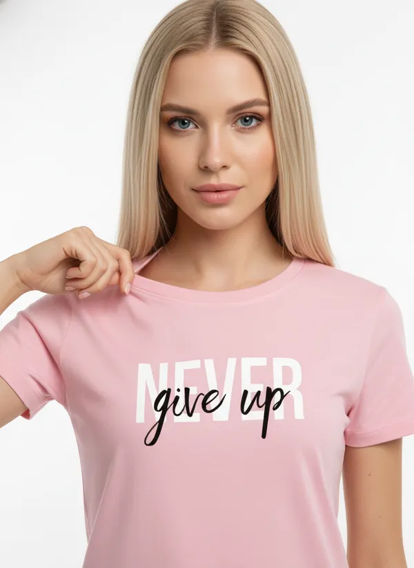 Women_round_neck_Tshirt__Never_Give_up