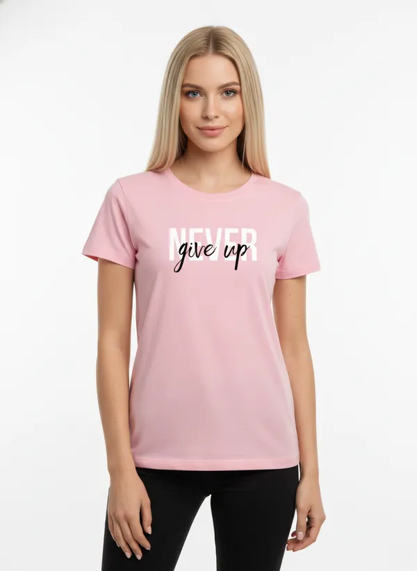 Women_round_neck_Tshirt__Never_Give_up