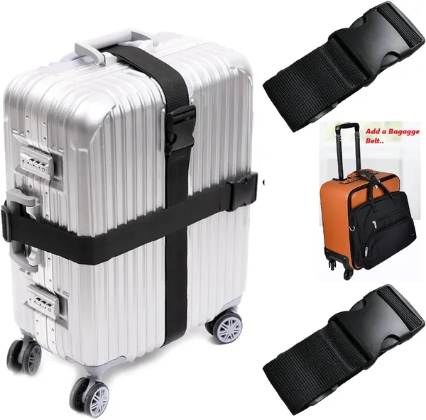 2_LUGGAGE_STRAP_(2"X6.5FEET_COLOR)_+_1_ADD_ON_BAGAGGE_BELT(1"X20"_BLACK)_WITH_QUICK_RELEASE_BUCKLE_ADJUSTABLE,_PREMIUM_ACCESSORY_FOR_TRAVEL_BAG_CLOSURE_BRIGHT_COLORS_(3PACK,_BLACK)