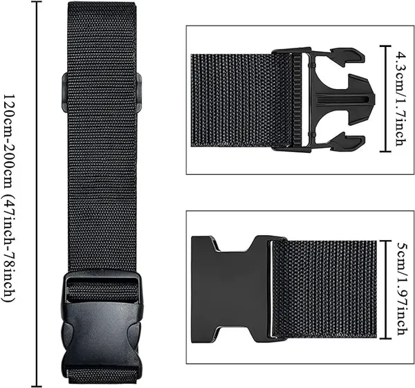 2_LUGGAGE_STRAP_(2"X6.5FEET_COLOR)_+_1_ADD_ON_BAGAGGE_BELT(1"X20"_BLACK)_WITH_QUICK_RELEASE_BUCKLE_ADJUSTABLE,_PREMIUM_ACCESSORY_FOR_TRAVEL_BAG_CLOSURE_BRIGHT_COLORS_(3PACK,_BLACK)
