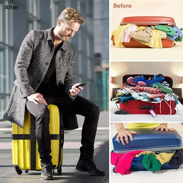 2_LUGGAGE_STRAP_(2"X6.5FEET_COLOR)_+_1_ADD_ON_BAGAGGE_BELT(1"X20"_BLACK)_WITH_QUICK_RELEASE_BUCKLE_ADJUSTABLE,_PREMIUM_ACCESSORY_FOR_TRAVEL_BAG_CLOSURE_BRIGHT_COLORS_(3PACK,_BLACK)