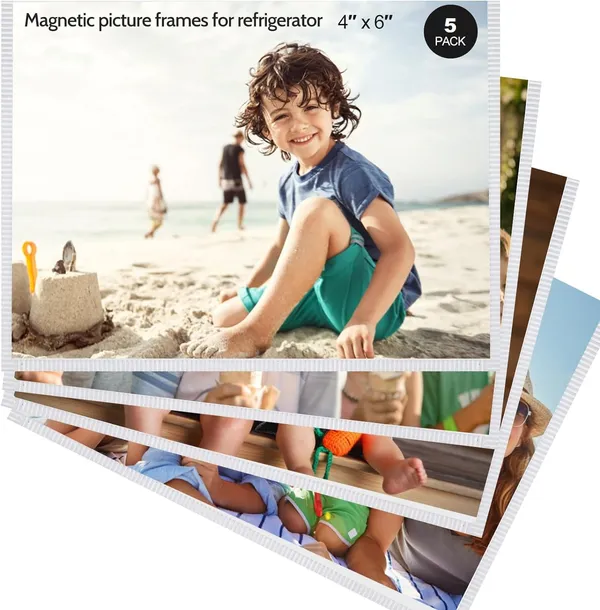 Plastic_Magnetic_Photo_Frame_Pockets_for_Refrigerator_(6X4_5pcs_,_White)Rectangular,_Tabletop