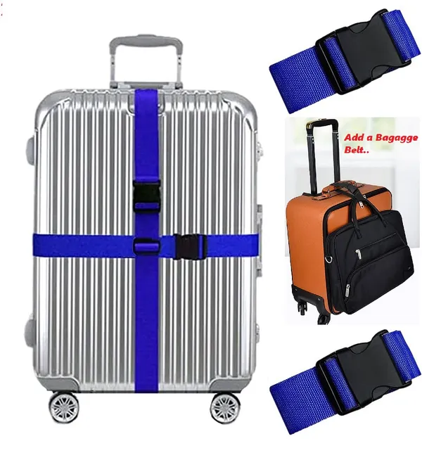 2_Luggage_Strap_(2"_X6.5FEET_Color)_+_1_ADD_ON_BAGAGGE_Belt(1"X20"_Black)_with_Quick_Release_Buckle_Adjustable,_Premium_Accessory_for_Travel_Bag_Closure_Bright_Colors_(3PACK,_Blue)