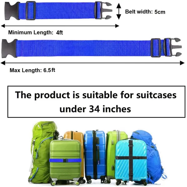 2_Luggage_Strap_(2"_X6.5FEET_Color)_+_1_ADD_ON_BAGAGGE_Belt(1"X20"_Black)_with_Quick_Release_Buckle_Adjustable,_Premium_Accessory_for_Travel_Bag_Closure_Bright_Colors_(3PACK,_Blue)