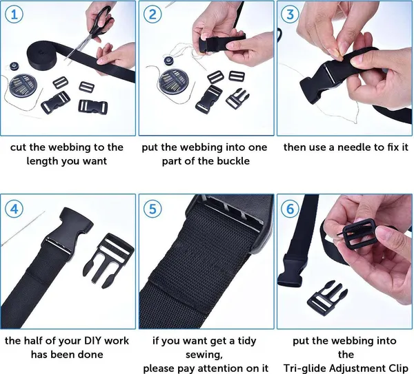 Nylon_Webbing_for_Collars,_Leashes,_Diving_Gear,_Sports_Gear,_Bag_Belt,_Hiking_(50_Meter_roll)_Plus_10_Buckles,adjusters_and_1_thread_cutter_(3/4_INCH)