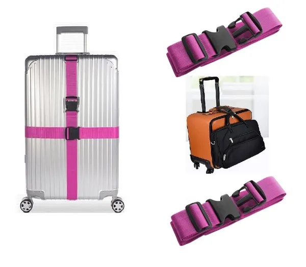 2_Luggage_Strap_(2"_X6.5FEET_Color)_+_1_ADD_ON_BAGAGGE_Belt(1"X20"_Black)_with_Quick_Release_Buckle_Adjustable,_Premium_Accessory_for_Travel_Bag_Closure_Bright_Colors_(3PACK,_Purple)