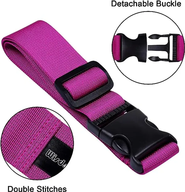 2_Luggage_Strap_(2"_X6.5FEET_Color)_+_1_ADD_ON_BAGAGGE_Belt(1"X20"_Black)_with_Quick_Release_Buckle_Adjustable,_Premium_Accessory_for_Travel_Bag_Closure_Bright_Colors_(3PACK,_Purple)