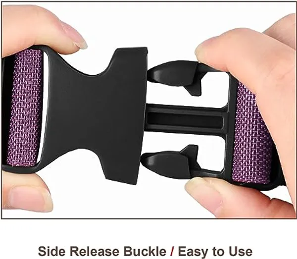 2_Luggage_Strap_(2"_X6.5FEET_Color)_+_1_ADD_ON_BAGAGGE_Belt(1"X20"_Black)_with_Quick_Release_Buckle_Adjustable,_Premium_Accessory_for_Travel_Bag_Closure_Bright_Colors_(3PACK,_Purple)