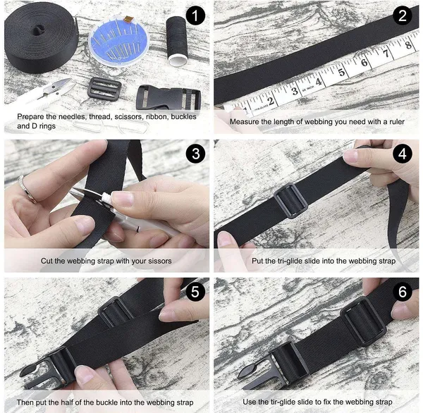 Nylon_Webbing_Strap_10meter_roll_with_5_Buckles,_5_Adjuster_and_1_Thread_Cutter_for_Backpack_Repairing,_Luggage_Fastening_Strap,_Pet_Collar_Making,_Hiking_and_More_(Black)_(1_inch)