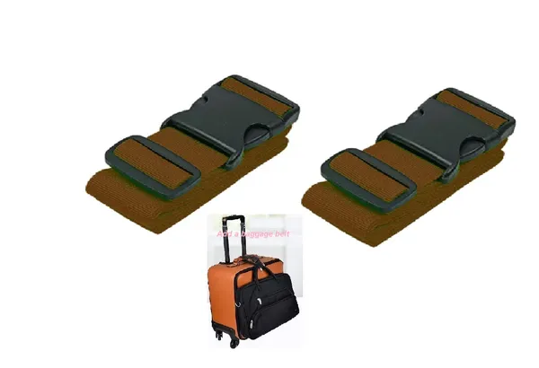 Luggage_Strap_(2"_X6.5FEET_Color)_+_1_ADD_ON_BAGAGGE_Belt(1"X20"_Black)_with_Quick_Release_Buckle_Adjustable,_Premium_Accessory_for_Travel_Bag_Closure_Bright_Colors_(3PACK,_Brown)