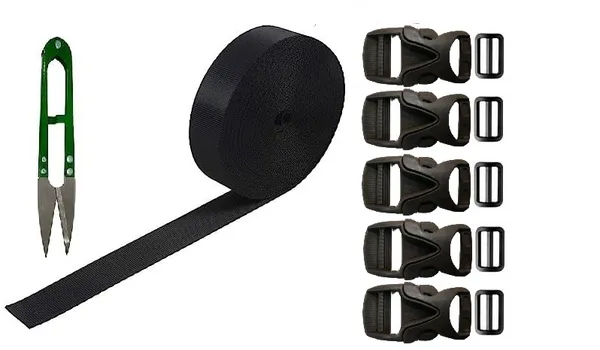Nylon_Webbing_Strap_10meter_roll_with_5_Buckles,_5_Adjuster_and_1_Thread_Cutter_for_Backpack_Repairing,_Luggage_Fastening_Strap,_Pet_Collar_Making,_Hiking_and_More_(Black)_(3/4_inch)