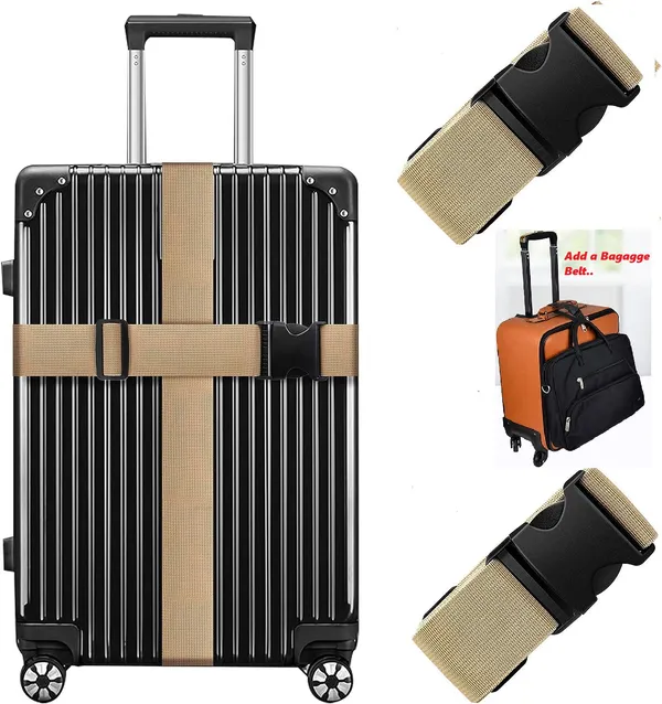 2_Luggage_Strap_(2"_X6.5FEET_Color)_+_1_ADD_ON_BAGAGGE_Belt(1"X20"_Black)_with_Quick_Release_Buckle_Adjustable,_Premium_Accessory_for_Travel_Bag_Closure_Bright_Colors_(3PACK,_Gold)