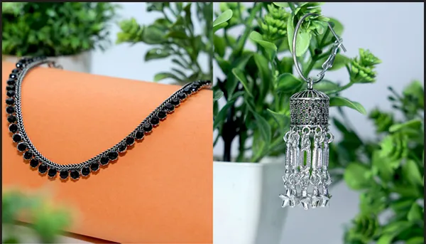Silver_Boho_Pipe_Jhumka_Oxidized_Finish_Earrings_&_Oxidized_Ethnic_Wear_Necklace_For_Women