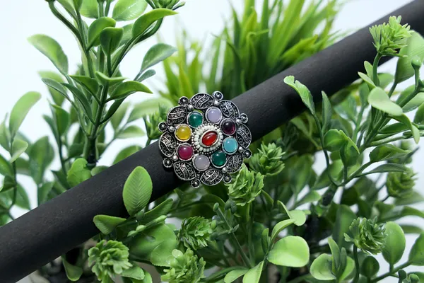 Silver_Phool_Pankh_Oxidized_Floral_Tribal_Style__&_Classic_Oxidized_Simple_Elegant_Design_Ring_For_Women