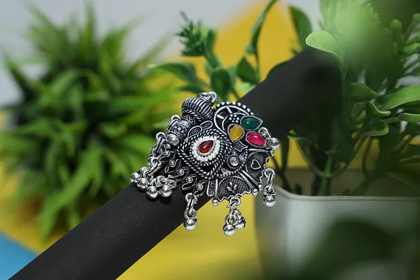Silver_Adjustable_Oxidized_Ethnic_Fusion_Design__&__Unique_Oxidized_Bold_Ethnic_Style_Ring_For_Women