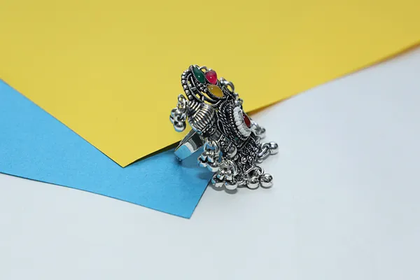 Silver_Adjustable_Oxidized_Ethnic_Fusion_Design__&__Unique_Oxidized_Bold_Ethnic_Style_Ring_For_Women