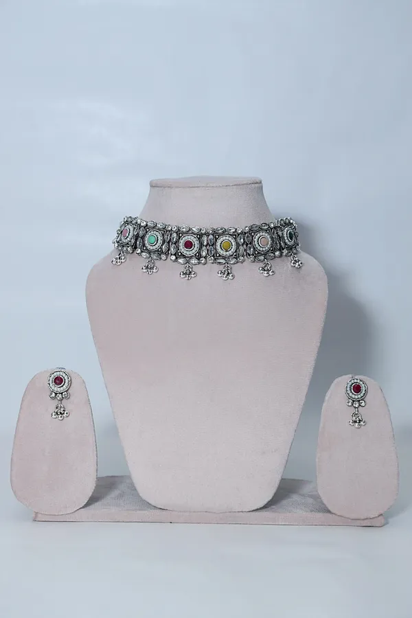 Silver_Oxidized_Royal_Necklace_Earring_Set_For_Women