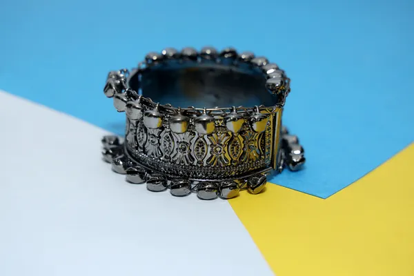 Silver_Boho_Oxidized_Tribal_Charm_Bracelet_&_Oxidized_Statement_Unique_Handmade_Design_Ring_For_Women