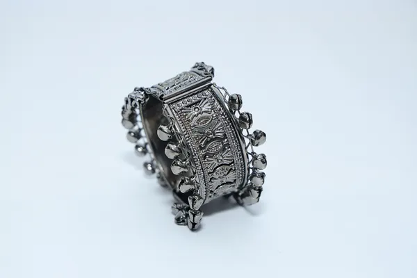 Silver_Boho_Oxidized_Tribal_Charm_Bracelet_&_Oxidized_Statement_Unique_Handmade_Design_Ring_For_Women