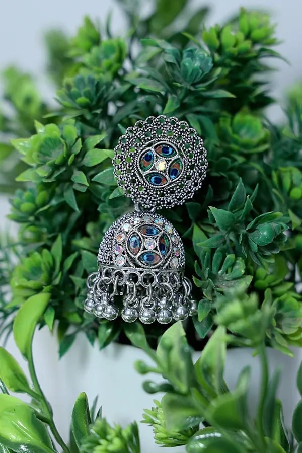 Silver_Feather_Inspired_More_Pankh_Ethnic_Oxidized_Design_Jhumka_For_Women