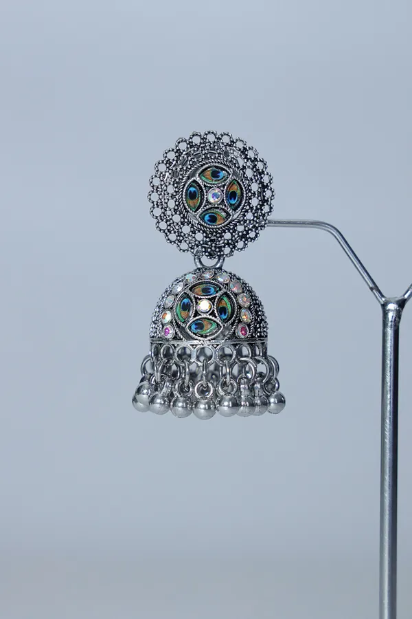 Silver_Feather_Inspired_More_Pankh_Ethnic_Oxidized_Design_Jhumka_For_Women