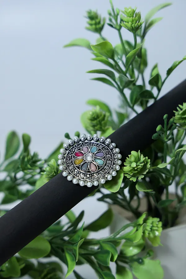 Silver_Navaratna_Trendy_Oxidized_Nine_Gemstone_Statement_Ring_For_Women