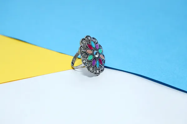 Silver_Adjustable_Oxidized_Ethnic_Fusion_Design__&__Unique_Oxidized_Bold_Ethnic_Style_Ring_For_Women