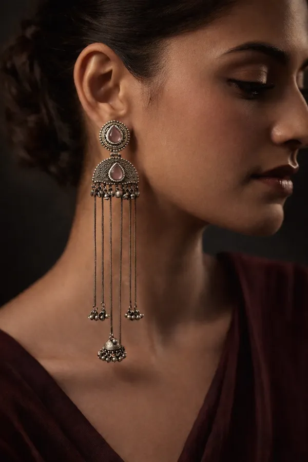 Aabroo_Oxidised_Jhumki