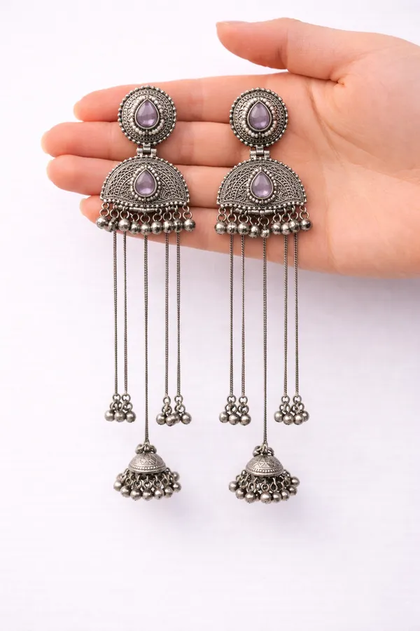 Aabroo_Oxidised_Jhumki