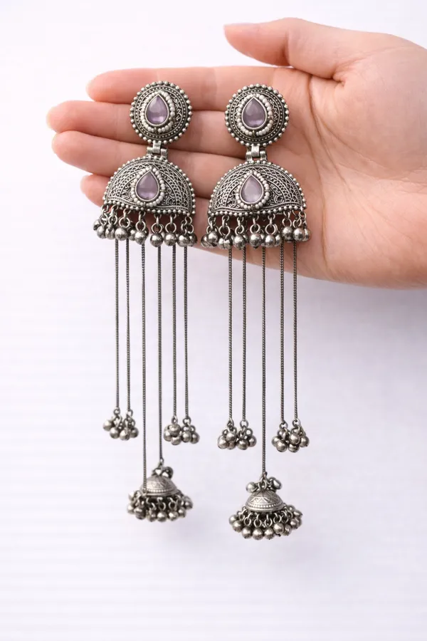 Aabroo_Oxidised_Jhumki