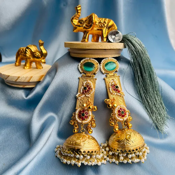 NOOR|_Regal_Emerald_Jhumkas