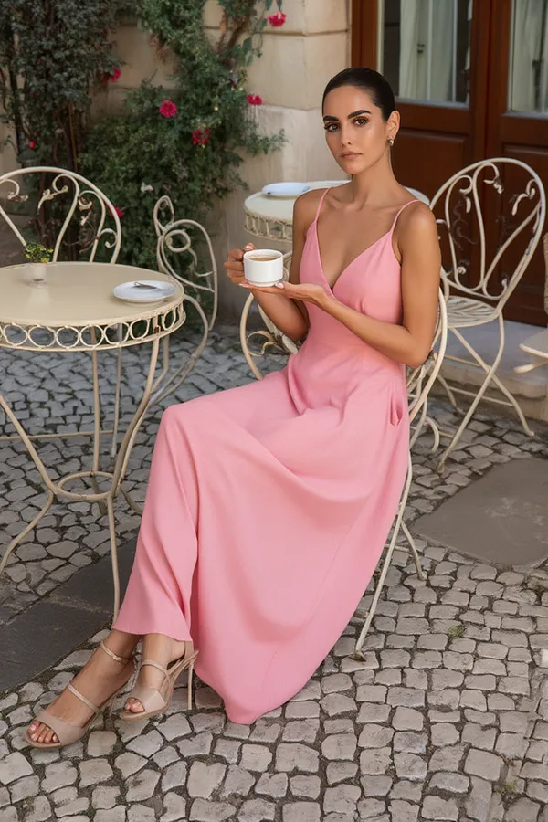 Peach_Cotton-Linen_Blend_Maxi_For_Women