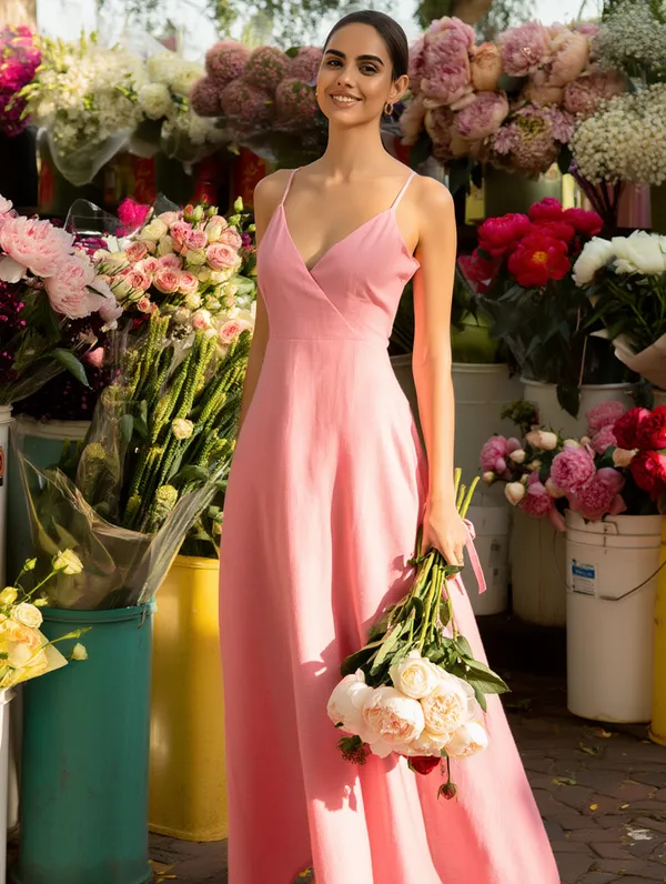 Peach_Cotton-Linen_Blend_Maxi_For_Women