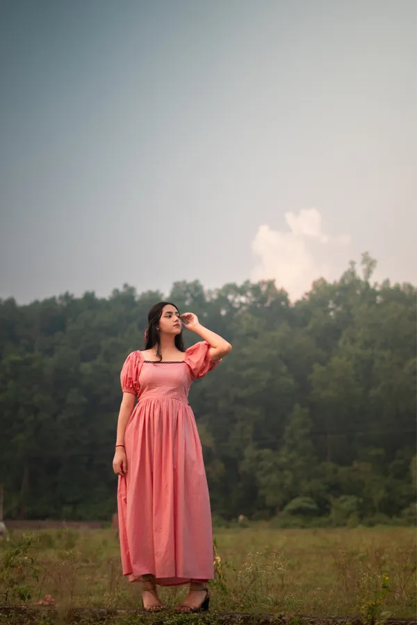 Pink_Cotton-Linen_Blend_Gown_For_Women