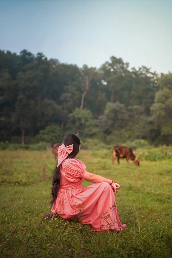 Pink_Cotton-Linen_Blend_Gown_For_Women