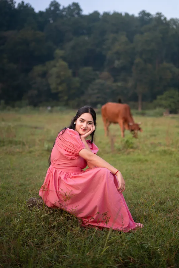 Pink_Cotton-Linen_Blend_Gown_For_Women
