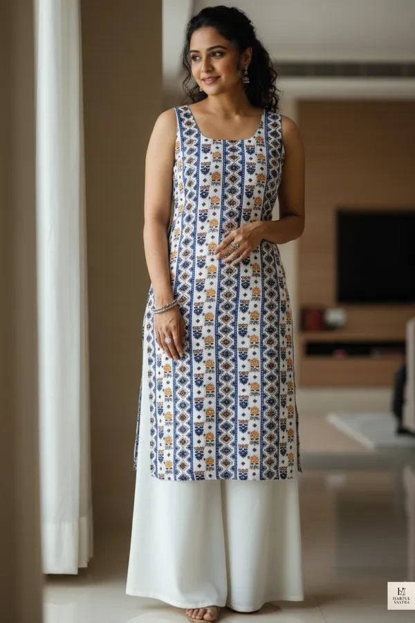 Blue_Crepe_Kurti_Set_For_Women