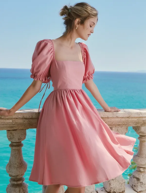 Rose_Pink_Cotton-Linen_Blend_Dress_For_Women