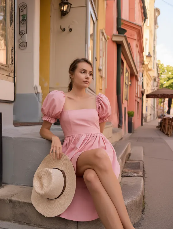 Rose_Pink_Cotton-Linen_Blend_Dress_For_Women