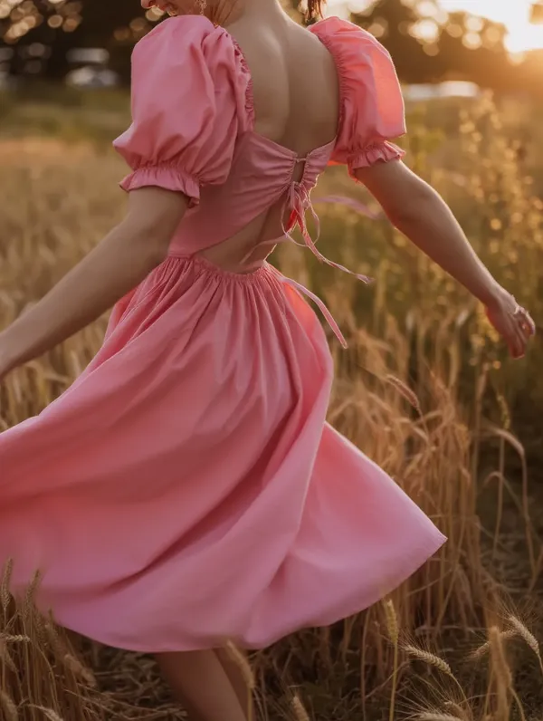 Rose_Pink_Cotton-Linen_Blend_Dress_For_Women