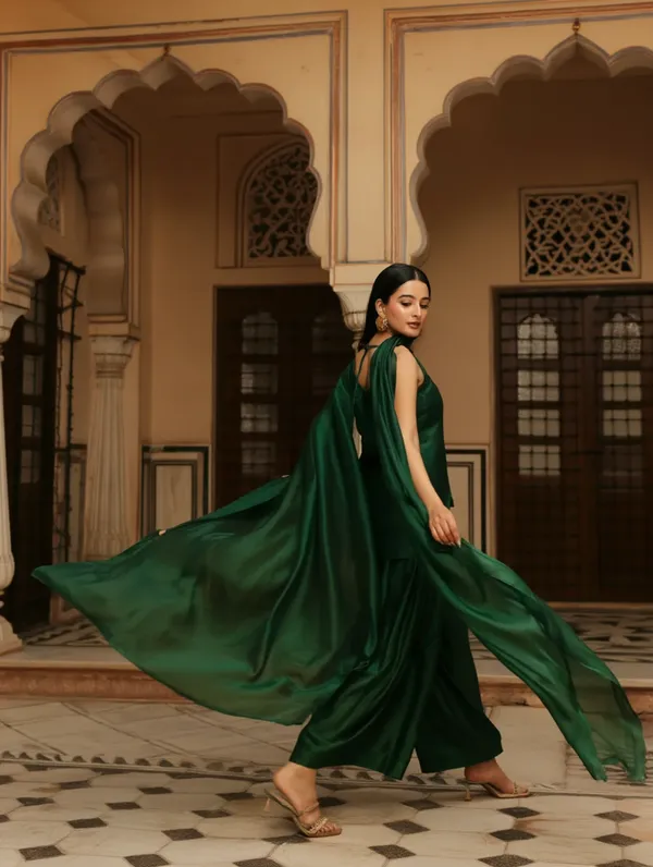 Green_Japanese_Satin_&_Organza_Salwar_Set_For_Women