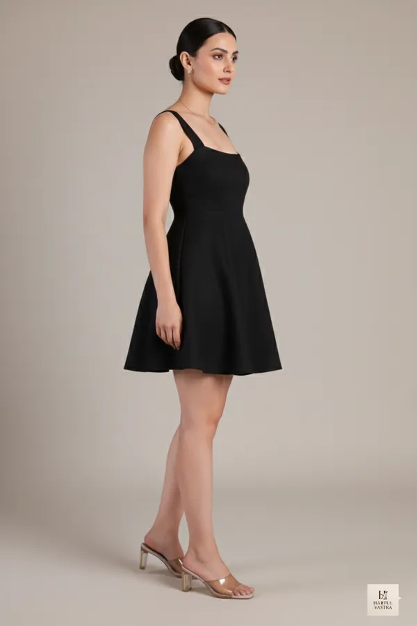 Black_Cotton-Linen_Blend_Mini_Dress_For_Women